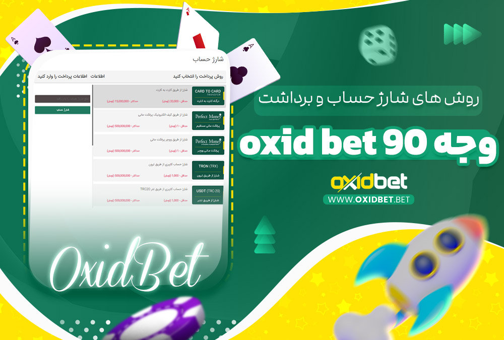 روش‌ های شارژ حساب و برداشت وجه oxid bet 90